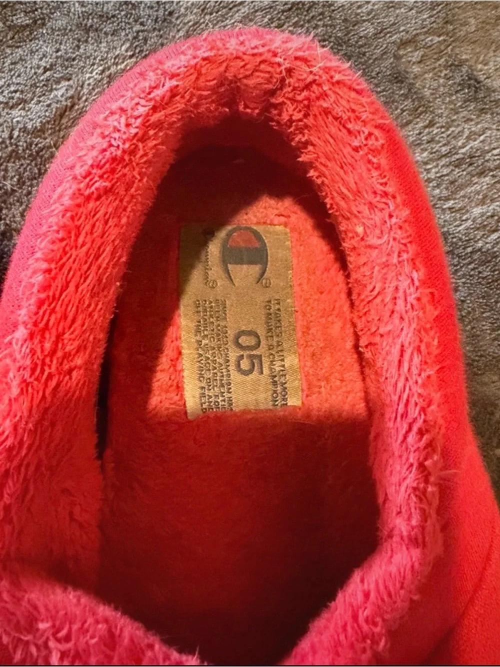 Champion Bright Red Plush Slip-On Slipper